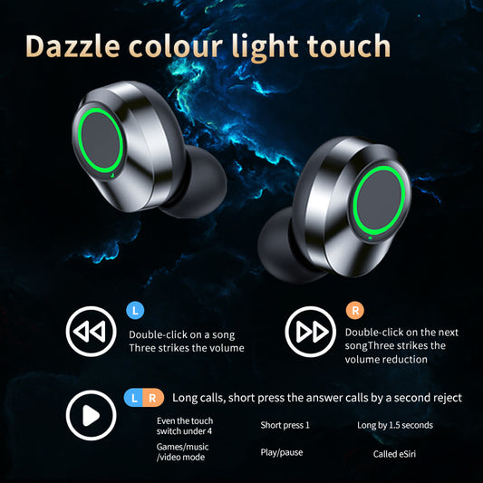 Căști wireless YD03 compatibile Bluetooth TWS, cu ecran mare, afișaj digital inteligent, lumini ambientale (efect respirator) în ureche.